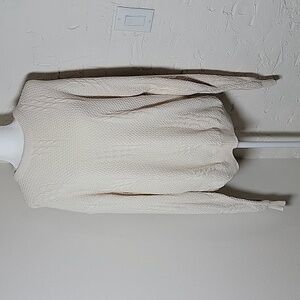 Vintage Jantzen Fisherman Sweater L Chunky Knit Crewneck Pullover Ivory USA